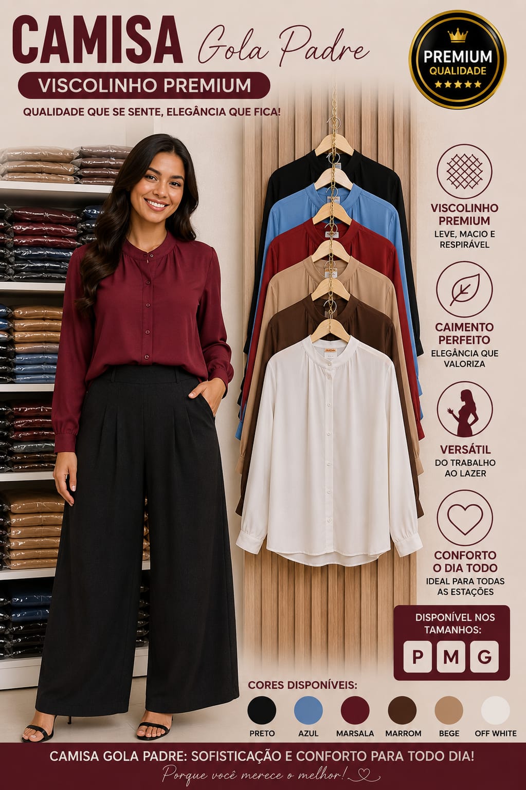 Camisa Social Premium Gola Padre