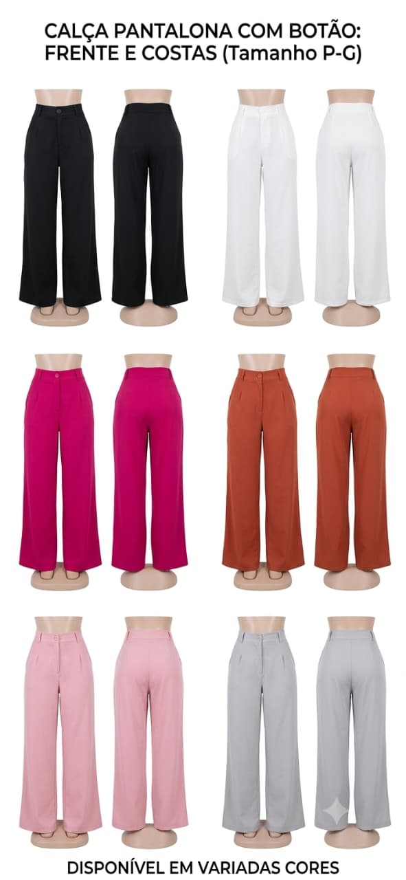 Calça Pantalona com Botão