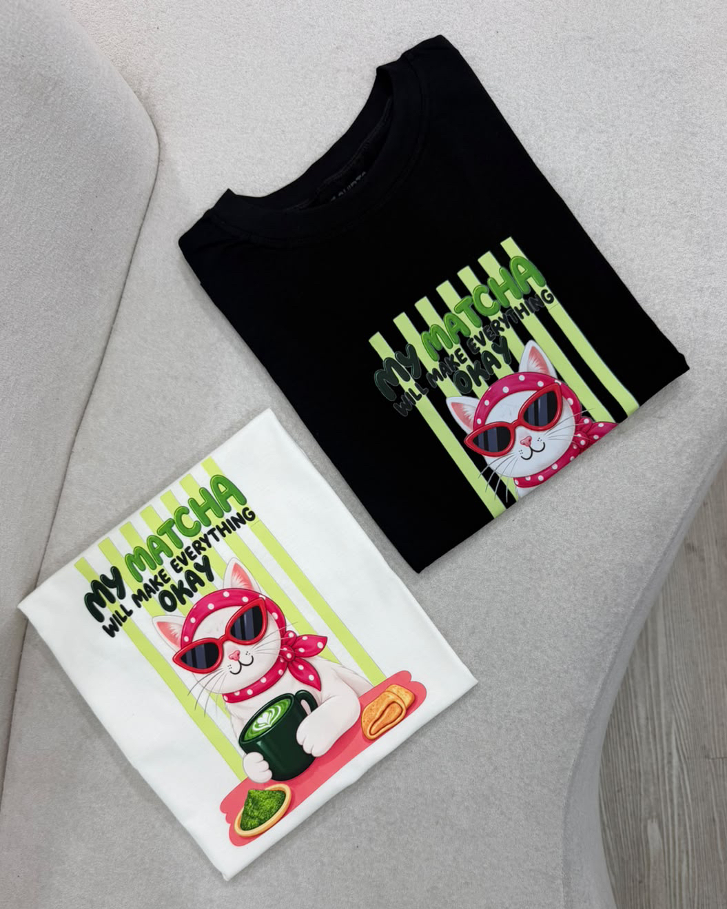 TEE CAT MATCHA