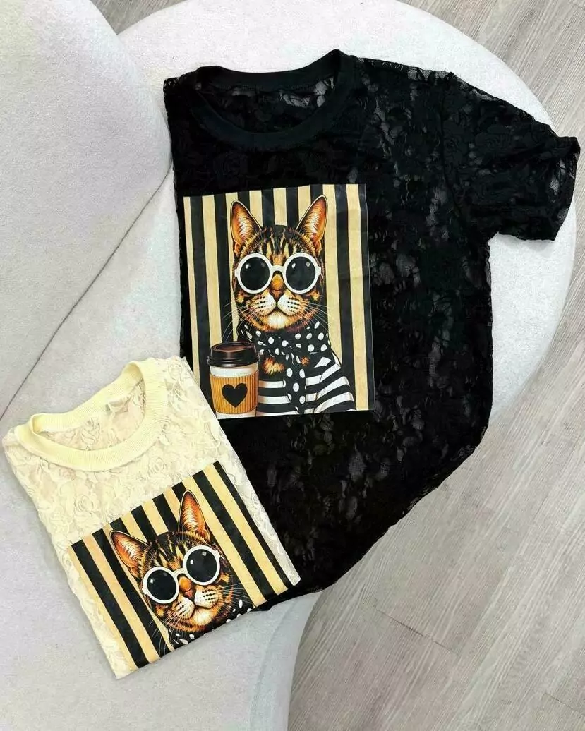 TEE RENDA GATO COF